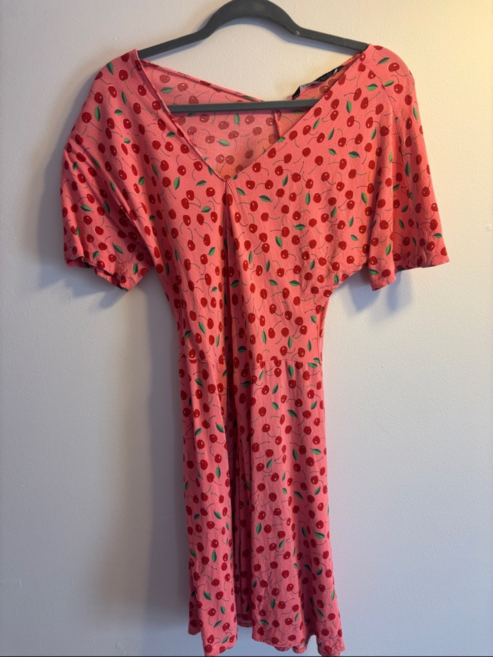 Zara Pink Cherry-Print Mini Dress